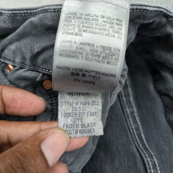 MOTHER Jeans Women's The Looker Zip Fray Dye Faded Black Size 26 - Picture 14 of 16